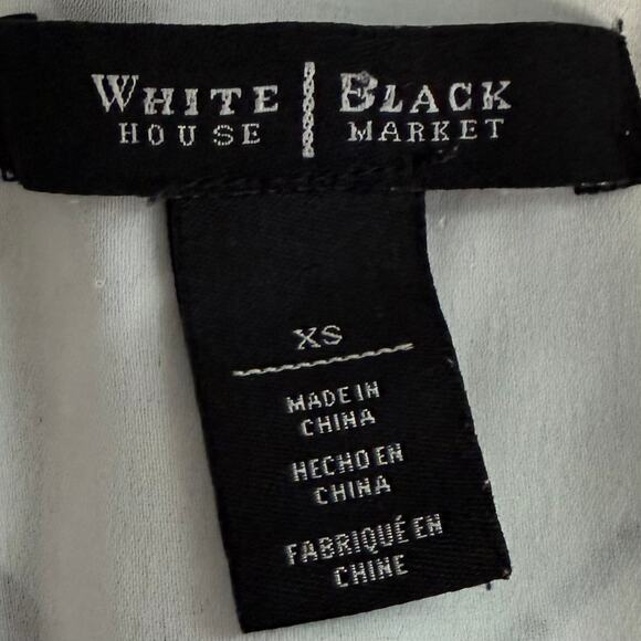 White House Black Market WHBM Blue Silver Chiffon Sleeveless Blouse Top XS - Picture 4 of 6